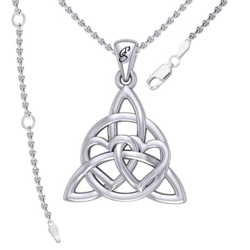 Enchantment Sterling Silver Double Hearts Connected with Magic Celtic Triquetra Pendant - TPD6194 by Peter Stone - Jewelry
